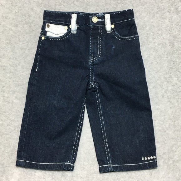 COOGI Limited Edition White Leather Trim Dark Rinse Indigo Denim Jeans Boys 18m - Picture 2 of 16